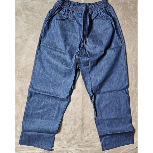 Relaxed Fit Denim-Look Lounge Pants Women 18/3XL Tight Elastic Waist Roomy Hips - Picture 2 of 9